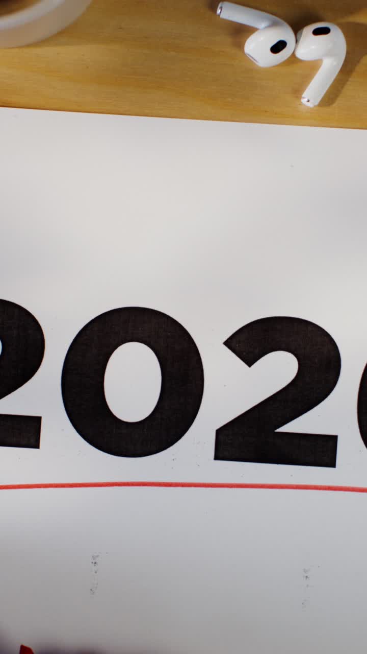 2020 Calendar with Earbuds and Coffee