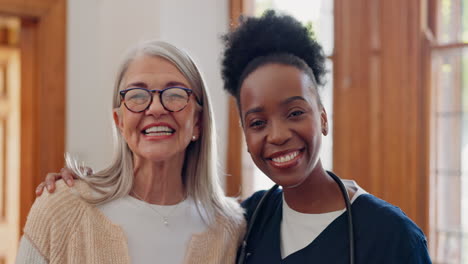 Face,-hug-and-senior-woman-with-nurse