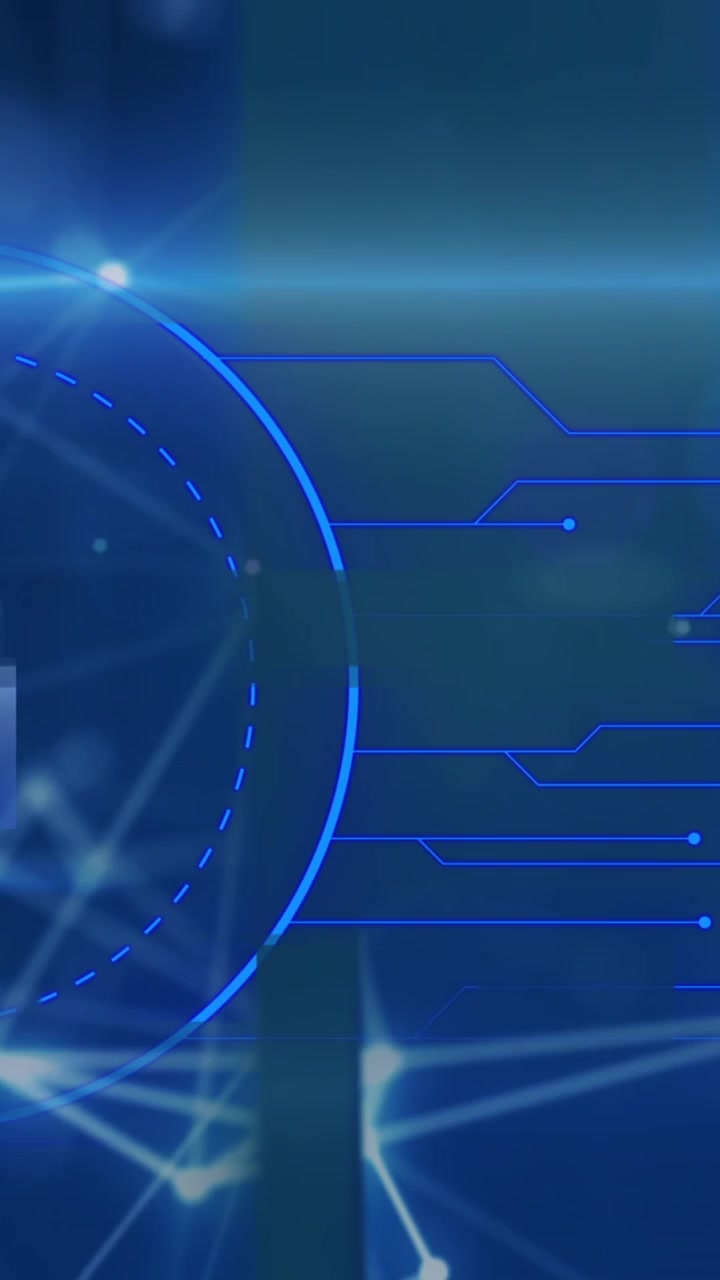 Animation of padlock in circle with illuminated connected dots and lines on abstract background