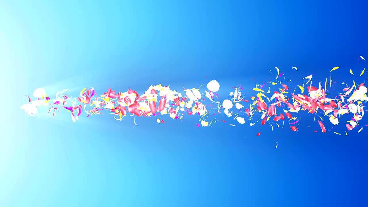 화려한 잎자루, 나선형 반이는 꽃잎, 꽃 모양, 예쁜 춤추는 꽃잎, 회전하는 꽃잎에서 소용돌이, 추상적인 루프 애니메이션.