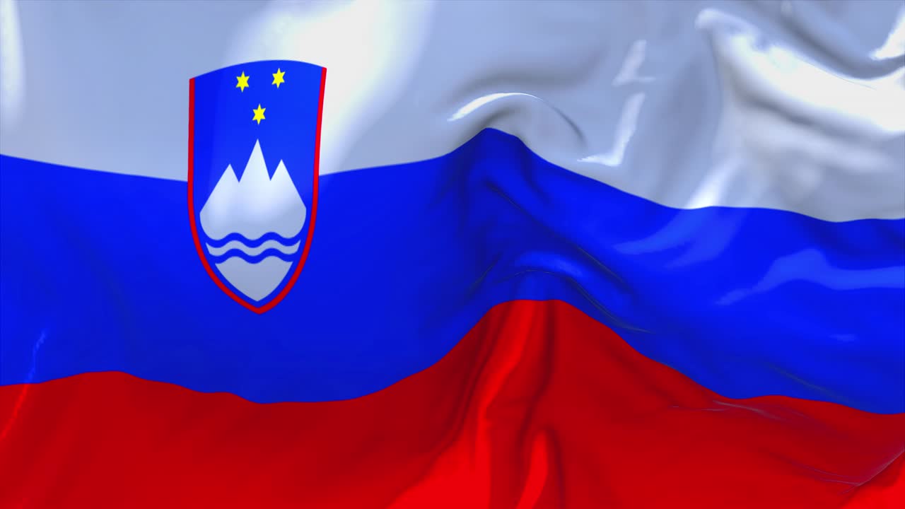 133 slovenia flag waving in wind slow motion animation 4k realistic fabric texture flag smooth