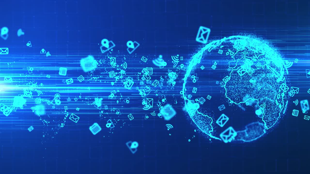 Loop animation of network of connections with people icons digital global internet and social media