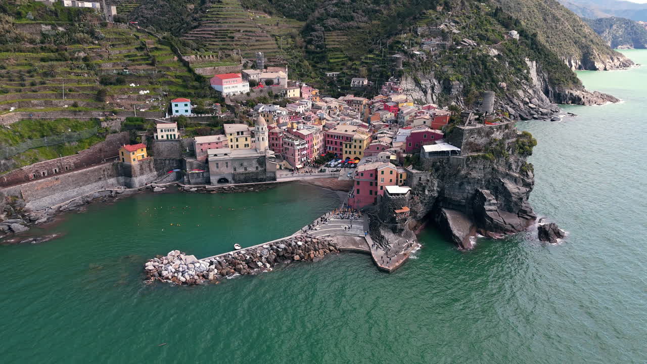 Charming coastal view of Vernazza in Cinque Terre, Italy, with colorful houses