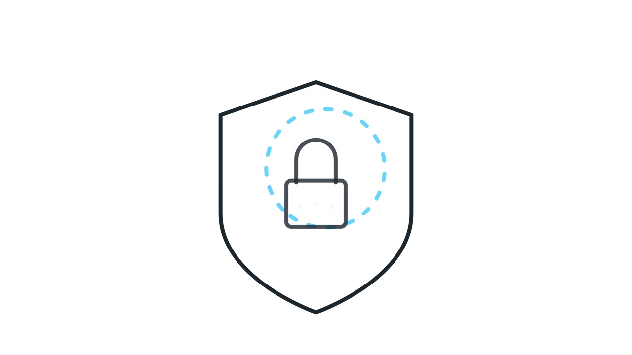 Animated Shield Icon with Padlock Symbol for Cybersecurity Concept