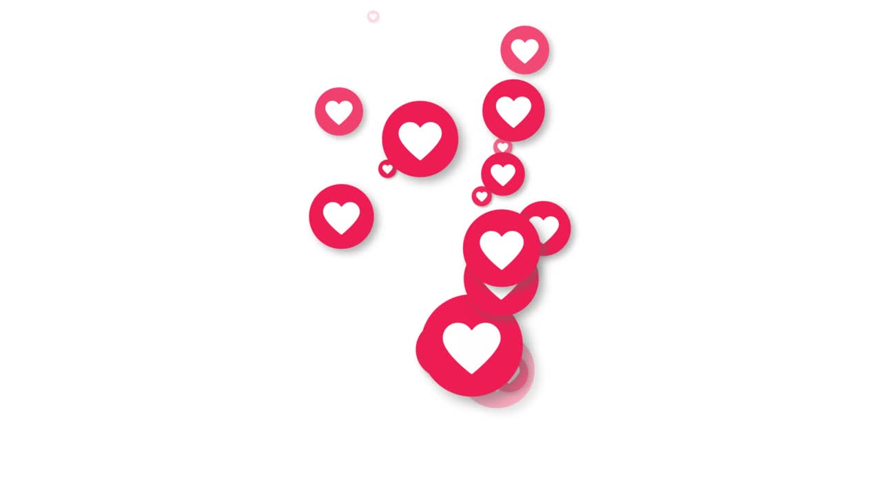 Emoji Hearts Falling Animation on a white background. Social Media Likes. 
Visual Effect.
