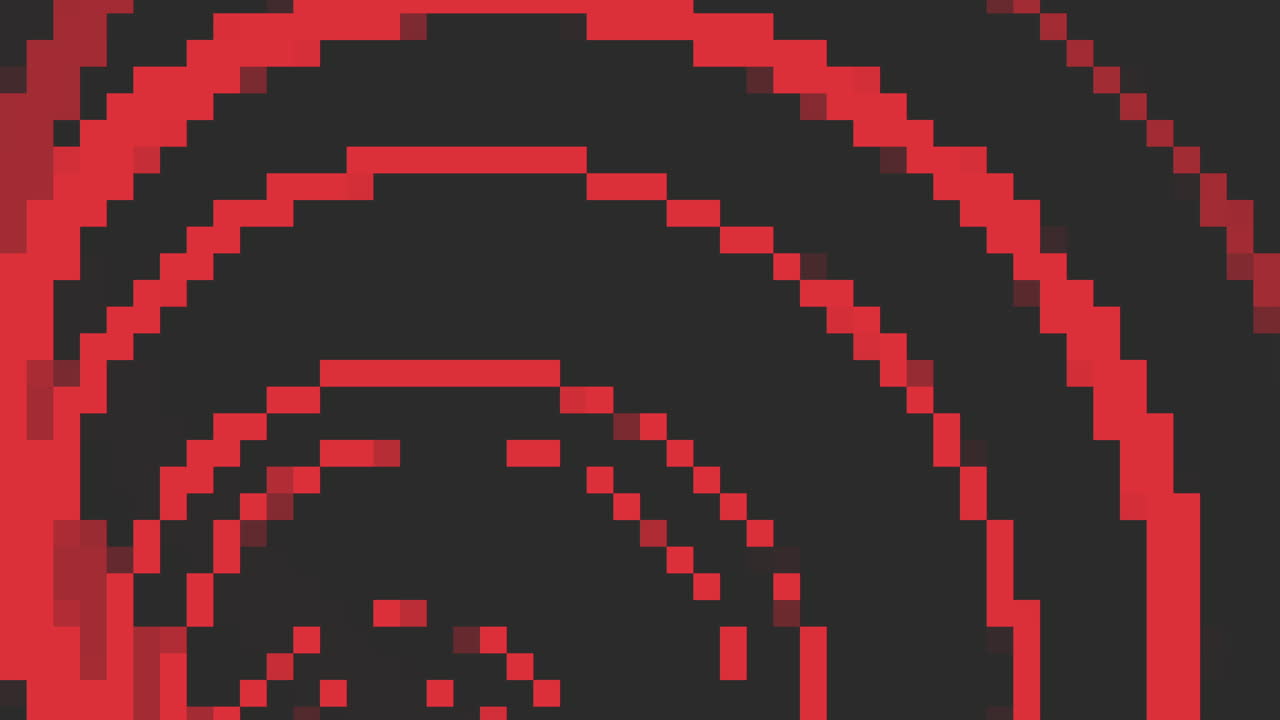 Gradient red pixels and circles pattern