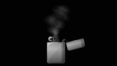 animated lighter ignites and emits smoke