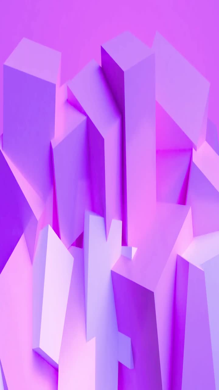 Abstract 3D Geometric Shapes Moving and Shifting in Purple and Pink