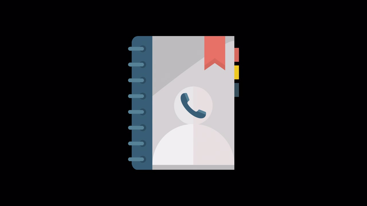 Flat Design Animation of a Contact Book with Phone Icon