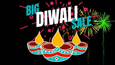 big diwali sale text against illuminated background 4k