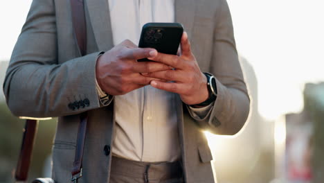 phone, hands and closeup of businessman
