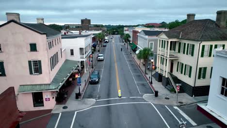 aerial down bay street in beaufort south carolina