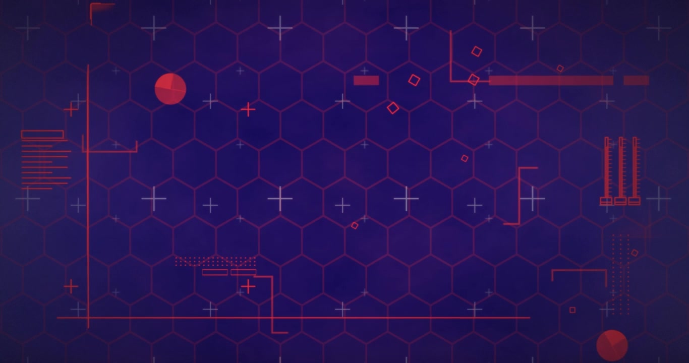 Digital animation of digital interface with data processing against blue background