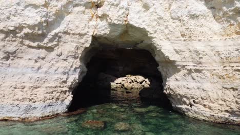 grotto at the mediteran sea from inside and outside