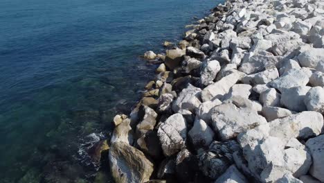 flying on top of the rocks by drone