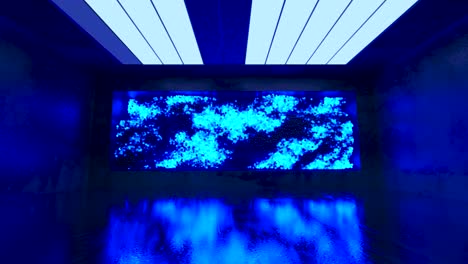 dark blue futuristic interior design with neon lights