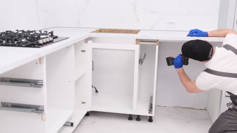 the furniture installer uses a modern multilevel laser the furniture installer uses a modern multilevel laser apartment renovation concept video
