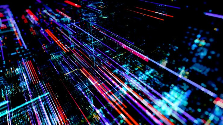 Abstract digital virtual city. Scanning city for hackers attack concept. 3D render 4K loop
