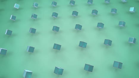 Moving-3D-cubes-on-green-background