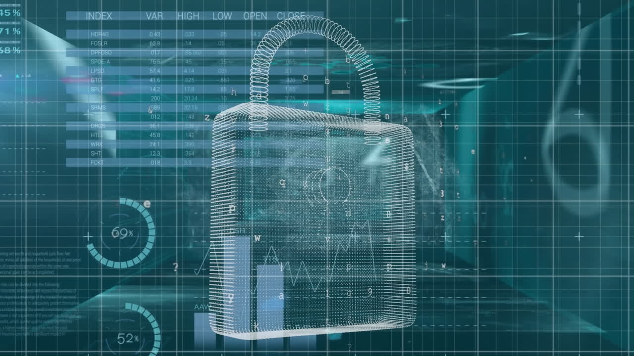 animación del procesamiento de datos a través de un candado