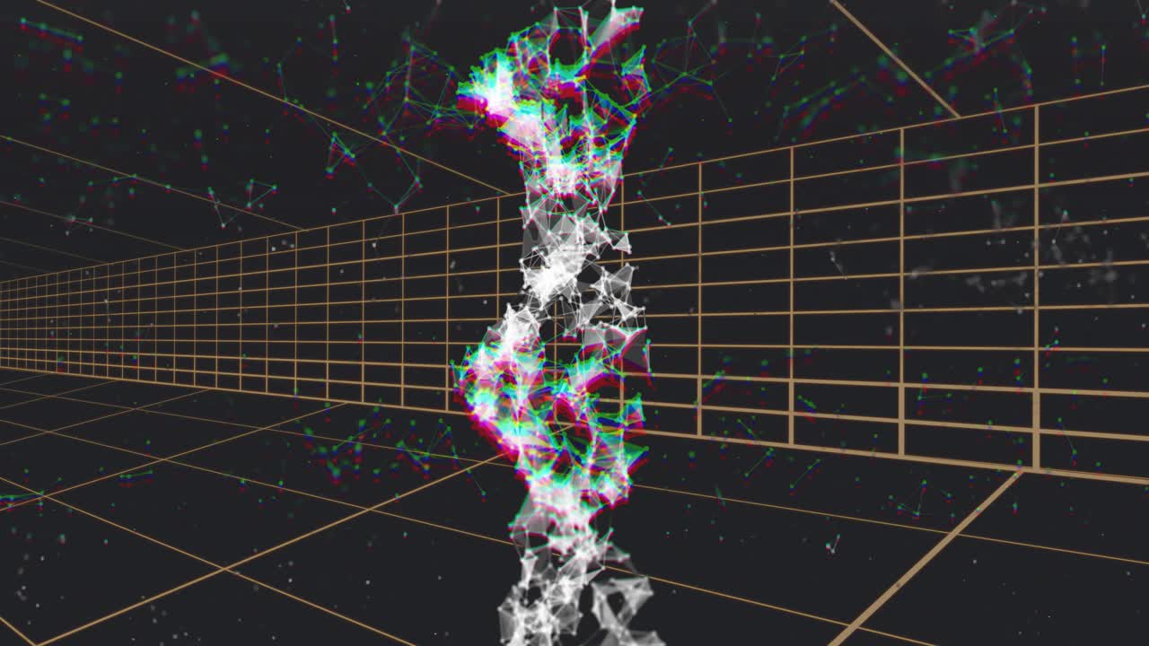 Vertical particle mesh column after white pulse, pulsing, fragmenting, visualizing generative data