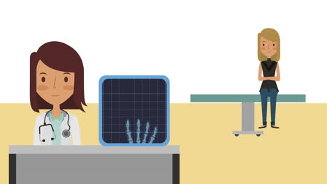 professional female doctor with patient characters animation