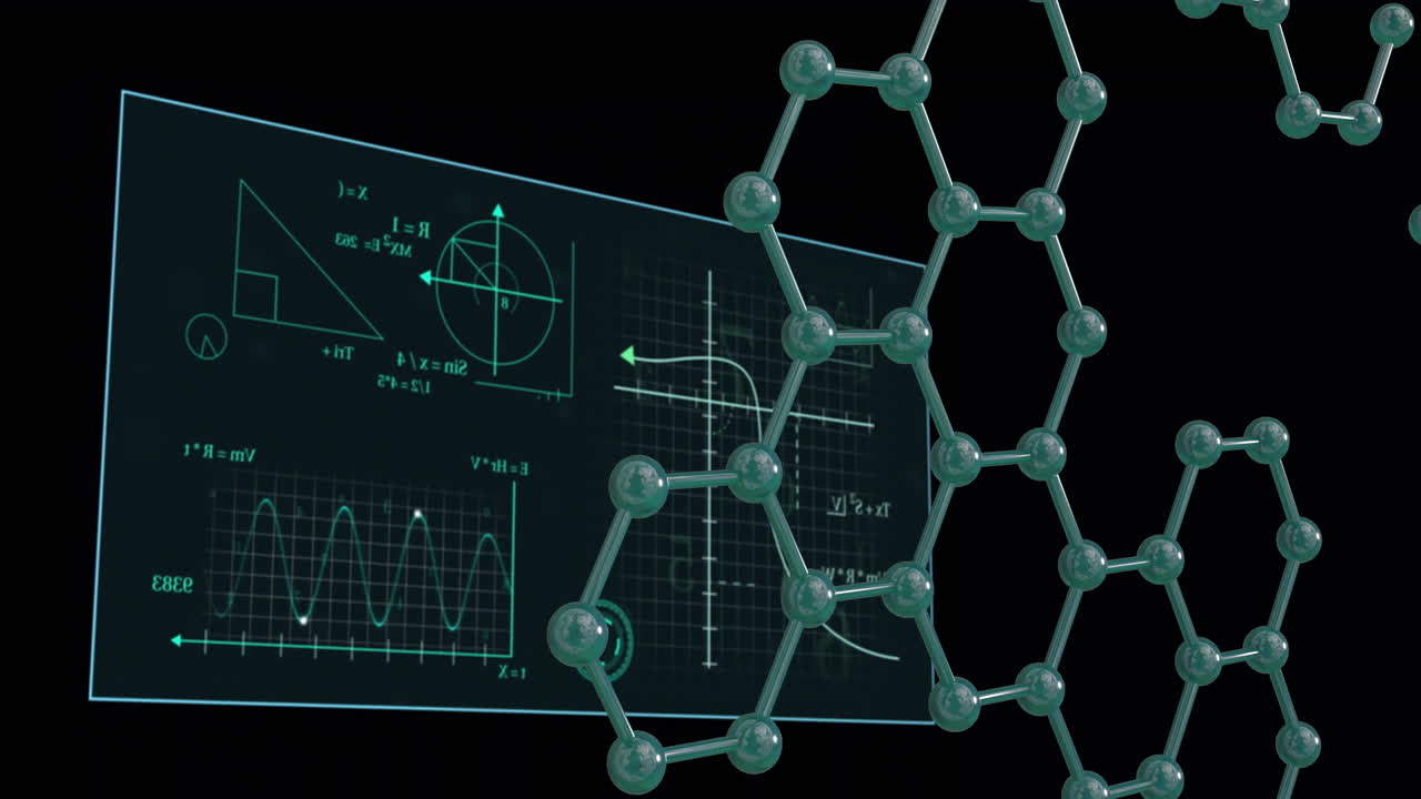 분자 구조 애니메이션에 대한 과학적 데이터 및 기하학적 그래프