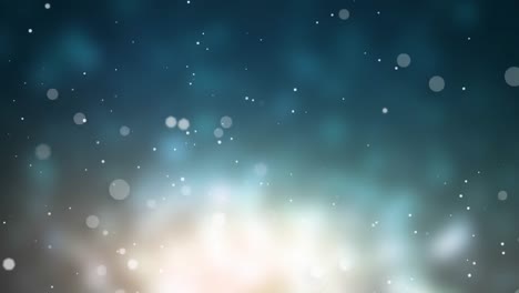 Animation-of-spots-floating-over-glowing-blue-background