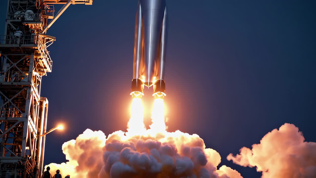 lanzamiento de cohetes por la noche