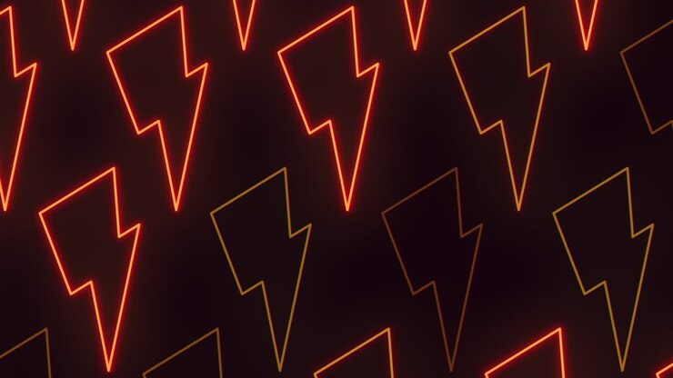 Sfondo dinamico con motivo a fulmine al neon luminoso e design energetico elettrico continuo, ideale per video musicali, visual per feste, intro di giochi, promozioni tecnologiche e progetti di motion graphics moderni e d'impatto.