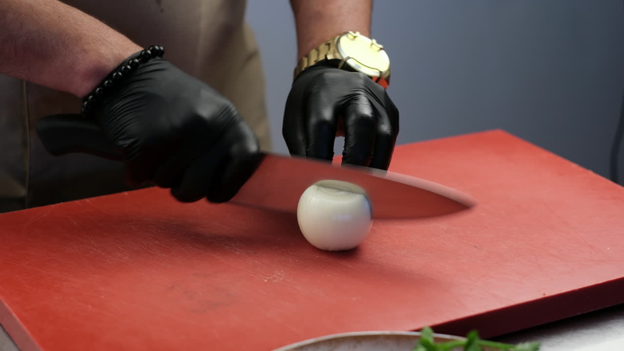 Chef Chopping Onion for Cooking