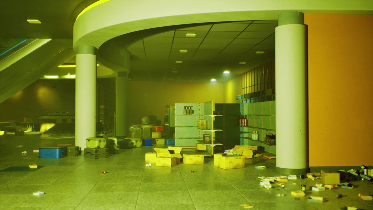 Forgotten commercial space filled with disorder and eerie ambiance