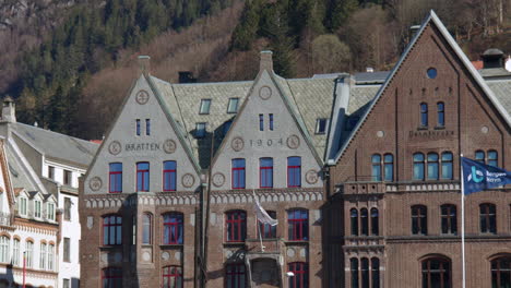 mid shot of the bryggen at bergen