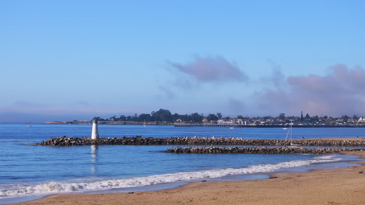 Peaceful Seascape with Lighthouse and Jetty