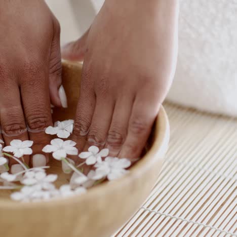 female hands and manicure in spa salon