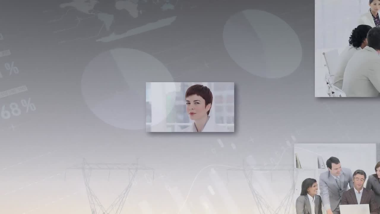 animación del procesamiento de datos financieros sobre diversas personas de negocios