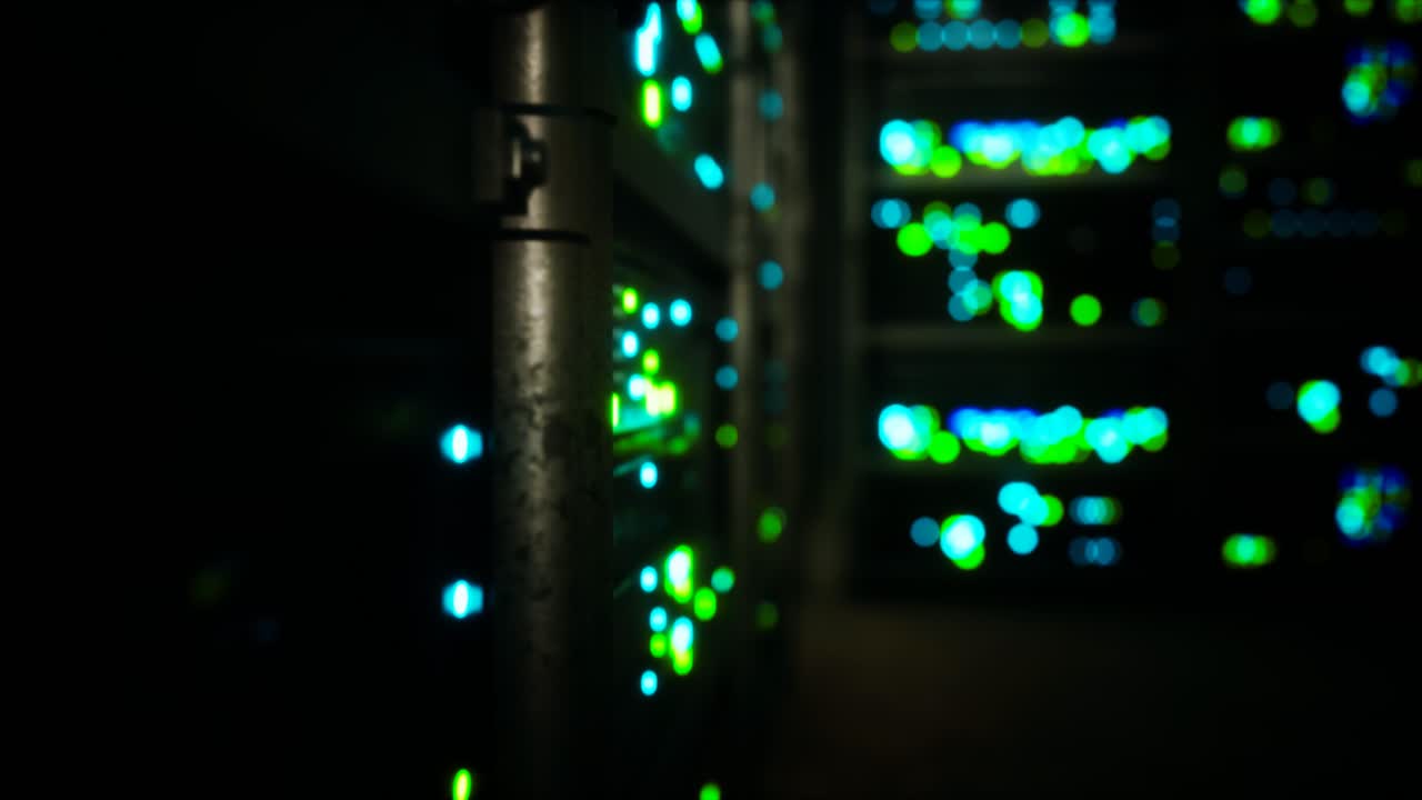 Clean industrial interior of a data server room with servers
