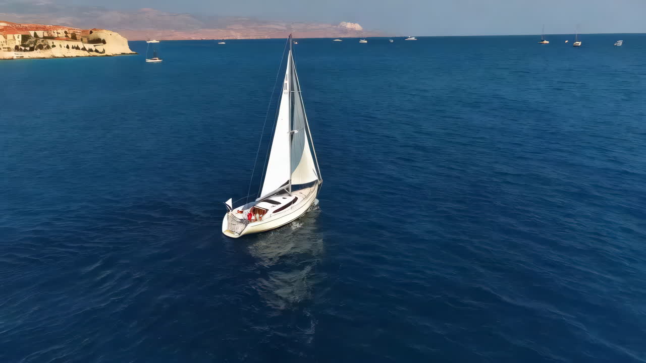 Sailing Yacht in a Coastal Town