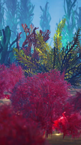 close-up of colorful seaweed and algae in a vibrant underwater scene