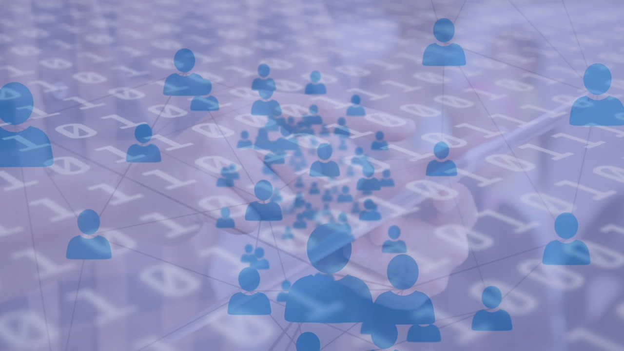 바이너리 코딩 번호가 변경되는 연결 네트워크의 애니메이션