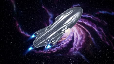 silver spaceship in a nebula