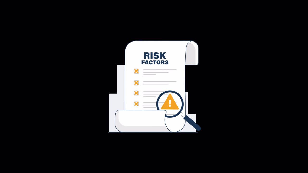 Animated Risk Factors Document with Magnifying Glass Analysis