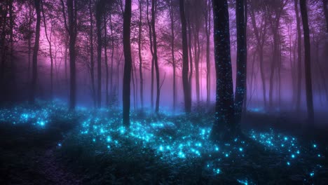 glowing magical forest at dusk