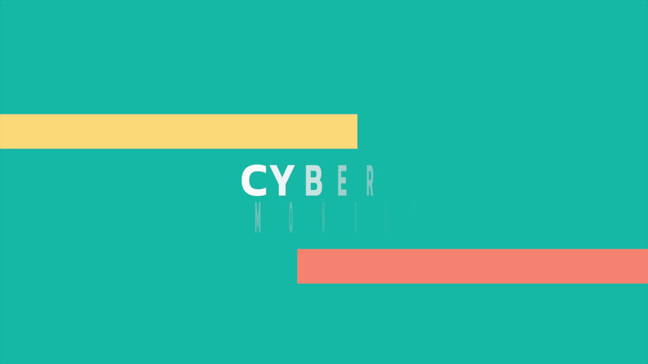Modern Cyber Monday text with lines on green gradient