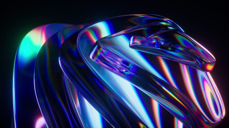 Sfondo astratto di geometria di vetro blu, rendering 3D