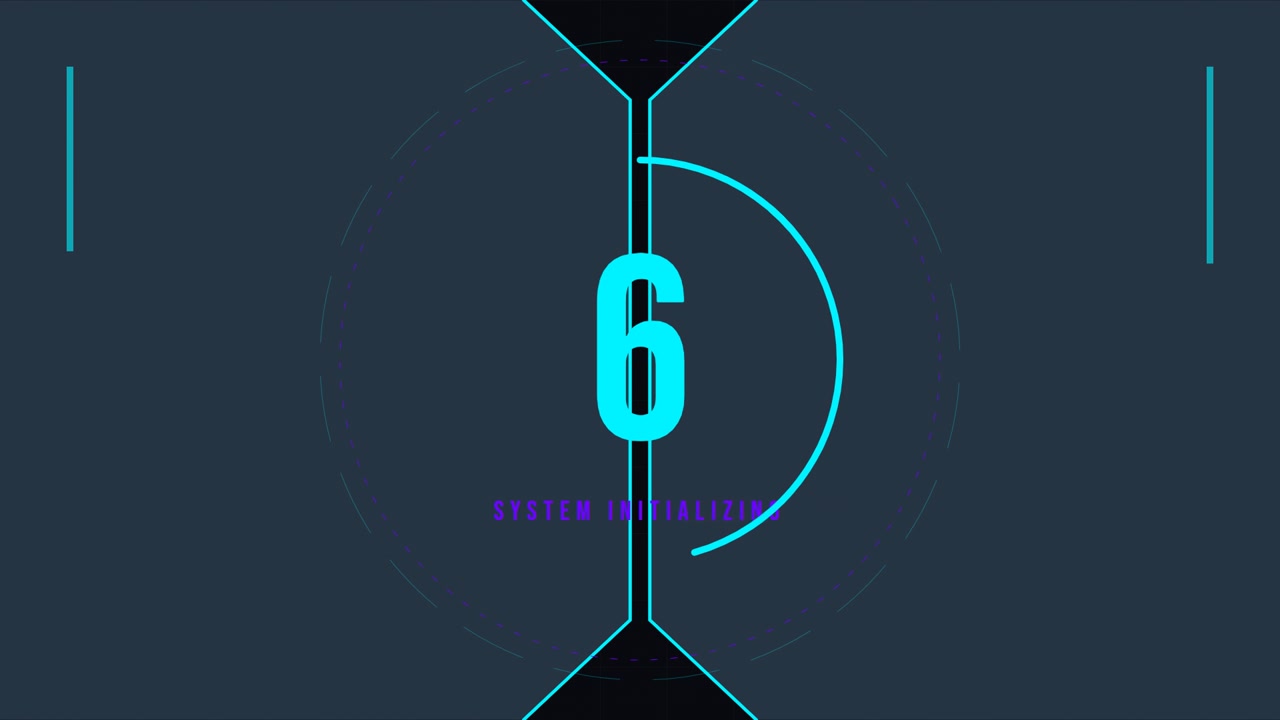 Digital Countdown Timer with System Initializing Text Overlay