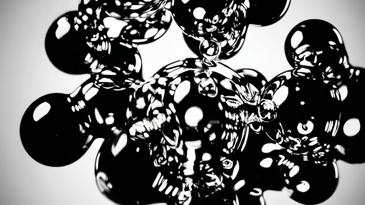 Abstract Black and White Liquid Bubbles