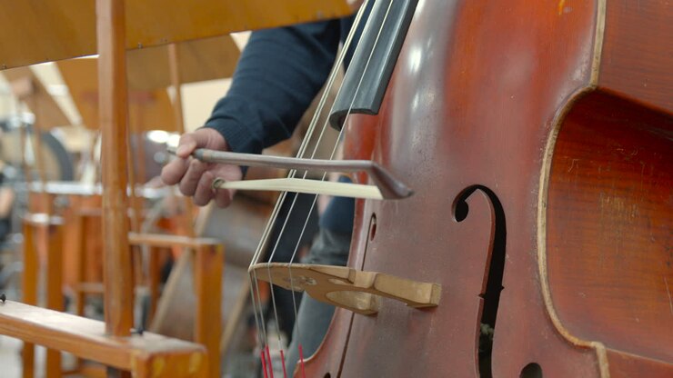 Close-up of a Cello Being Played