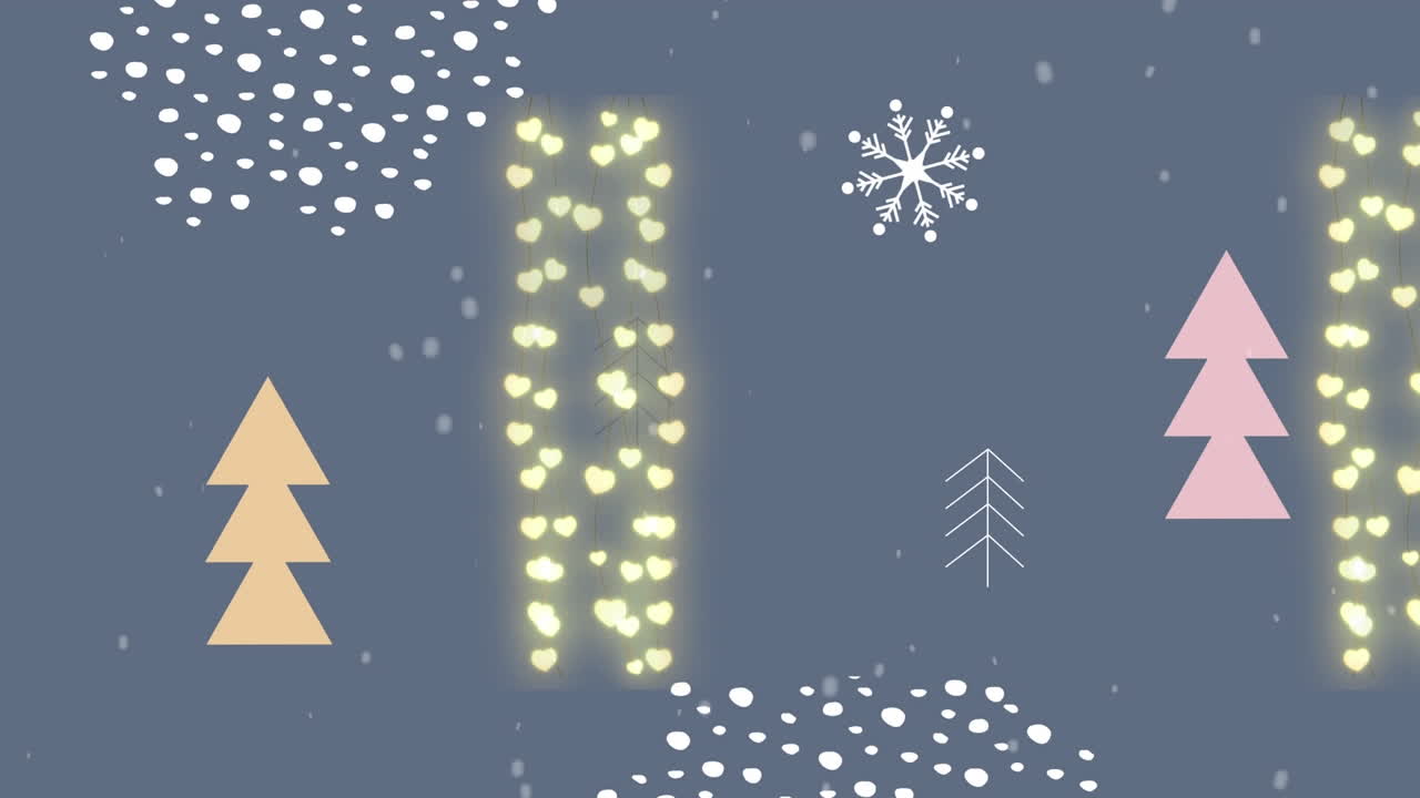 animación de la decoración navideña sobre los árboles de navidad