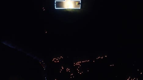 aerial shot of concert where dancers are dancing in the light and life festival in mexico